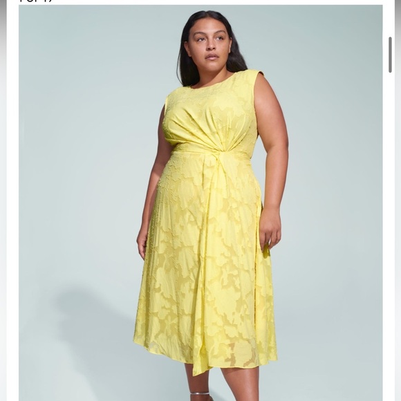 Jason Wu x Eloquii Pleated Detail Midi Dress yellow size 20 - Picture 1 of 6